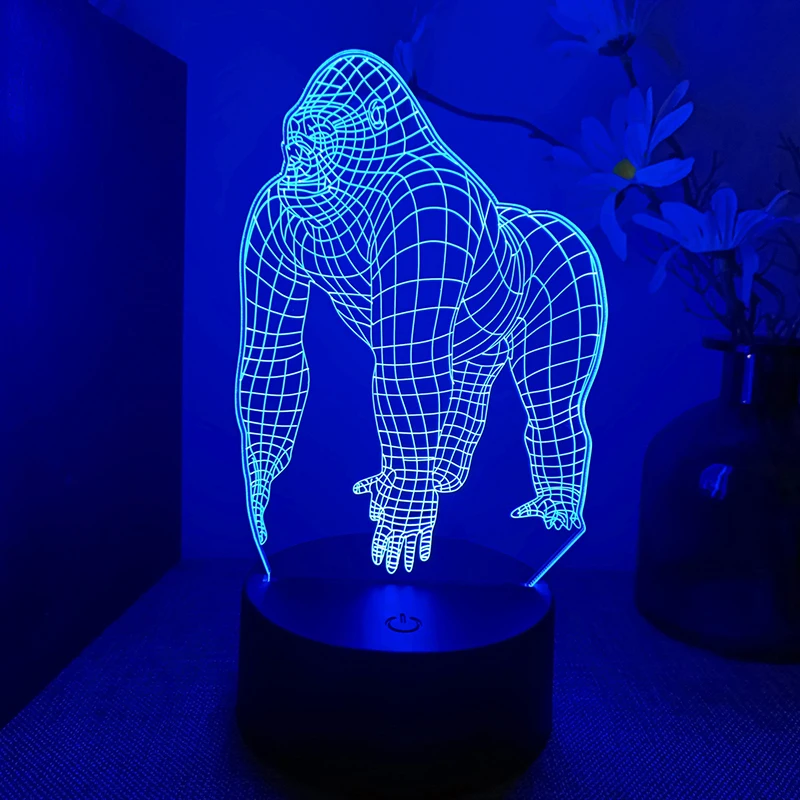Gorilla Animal 3d Led Lamp For Bedroom Acrylic Colours Touch Remote Control Desk Night Lights Children's Birthday Gift