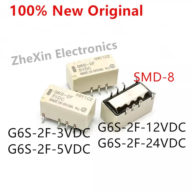 10 шт./партия G6S-2F-24VDC, G6S-2F-12VDC, G6S-2F-5VDC G6S-2F-3VDC, новые оригинальные реле сигнала SMD-8, G6S-2F-DC24V
