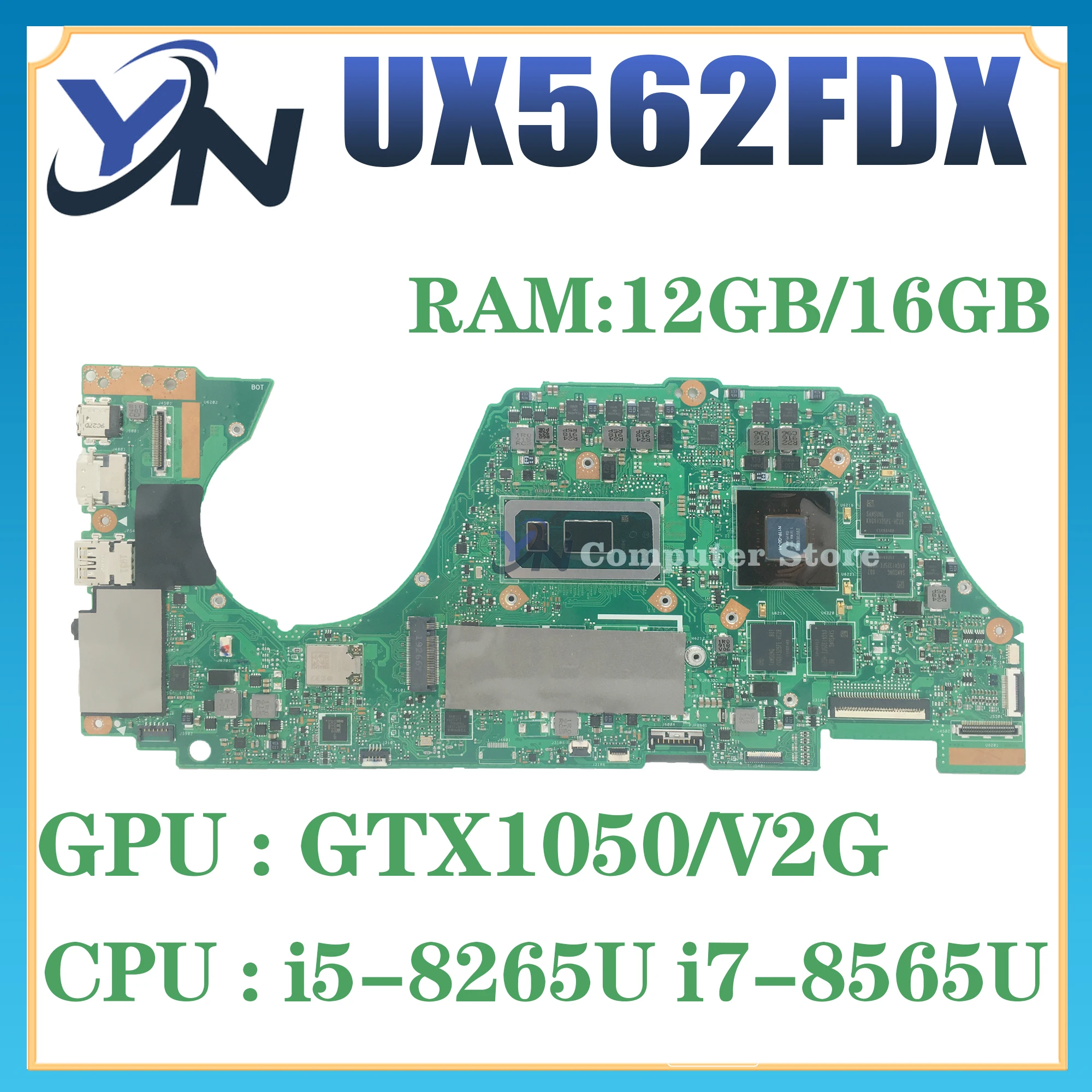 

UX562FDX Notebook Mainboard UX562 UX562F UX562FD Q536FD Q536FDX Laptop Motherboard I5 I7 8th Gen RAM-16GB/12GB GTX1050-2G