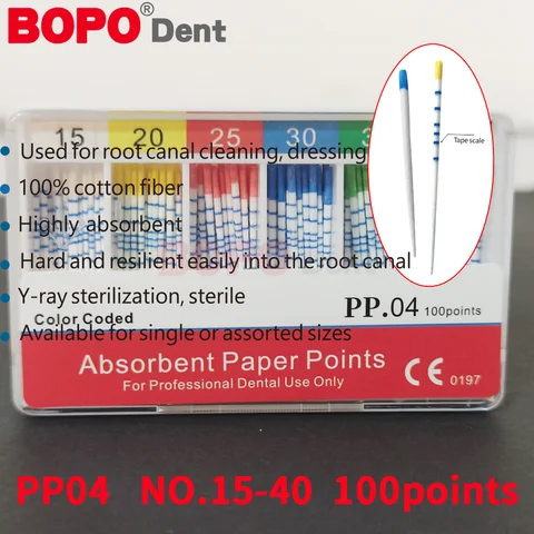 Стоматологические бумажные наконечники Cotton Fiber 02 04 06