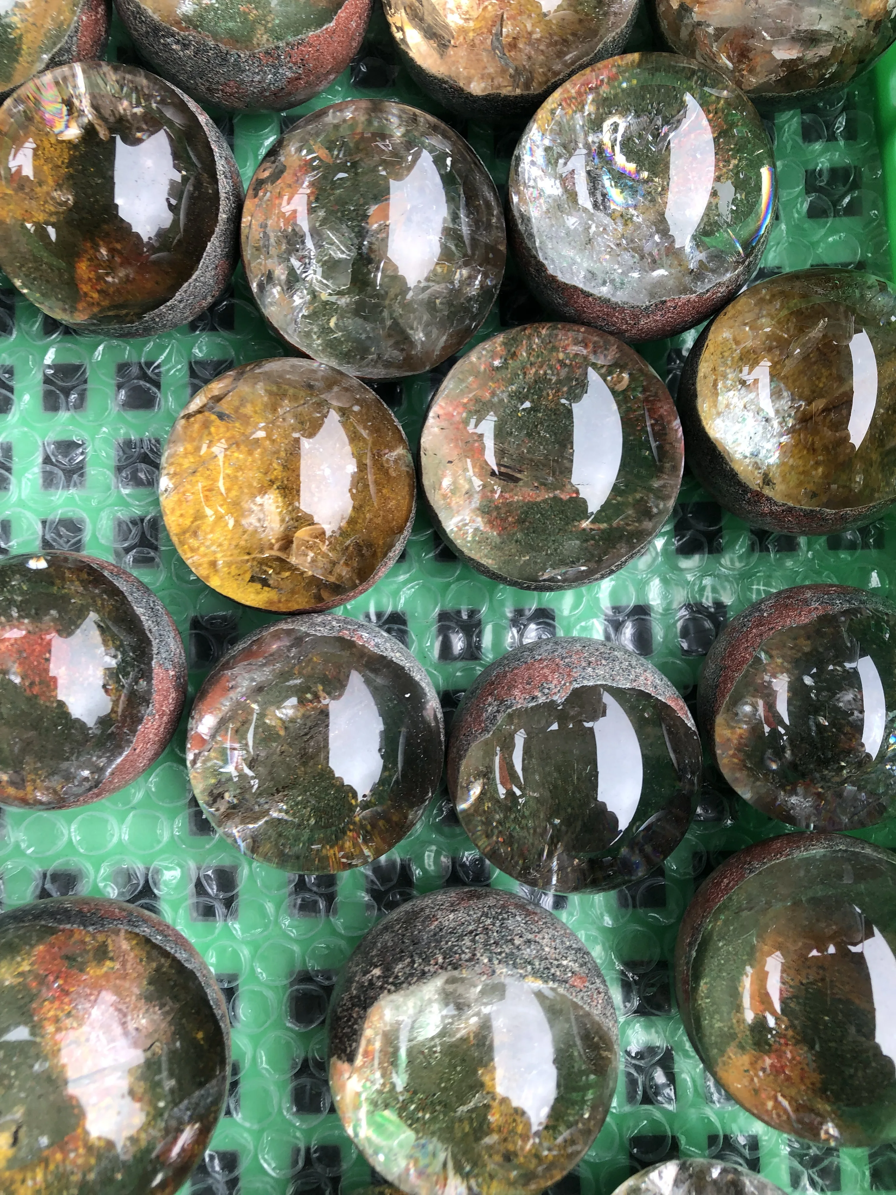 5-8Cm Natural Crystal Nature Stone Four Seasons Ghost Flower Crystal Ball Burging Boutique Decorative Appearance Send The Base