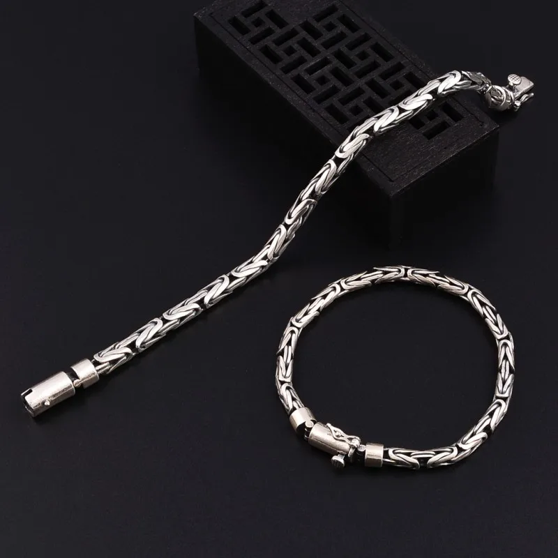 Мужской плетеный браслет из серебра 925 пробы 5 мм 7