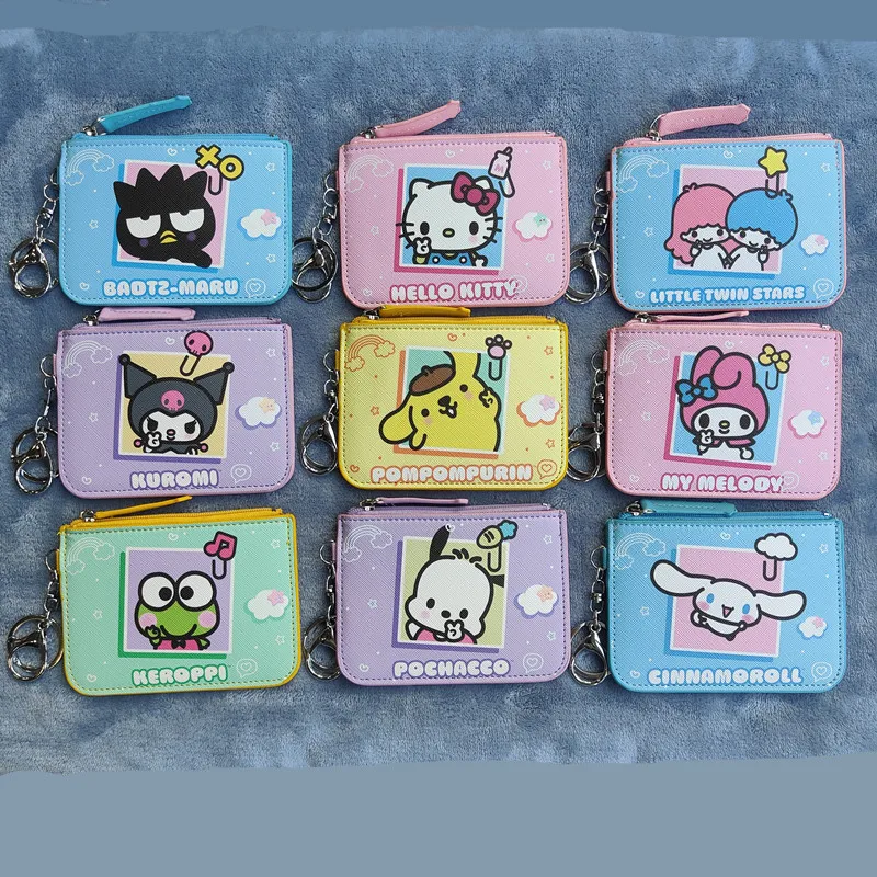 

Kawaii Sanrio Kuromi Mymelody Cinnamorroll кошелек аниме студенческий портативный защитный чехол для карт брелок для ключей Рюкзак Подвеска подарок