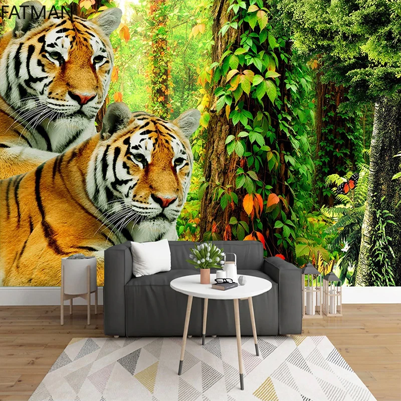 

FATMAN Custom 3D Photo Wallpaper for Bedroom Living Room Walls Forest Tiger Modern Sofa Wall Decoration Poster Mural Dropship