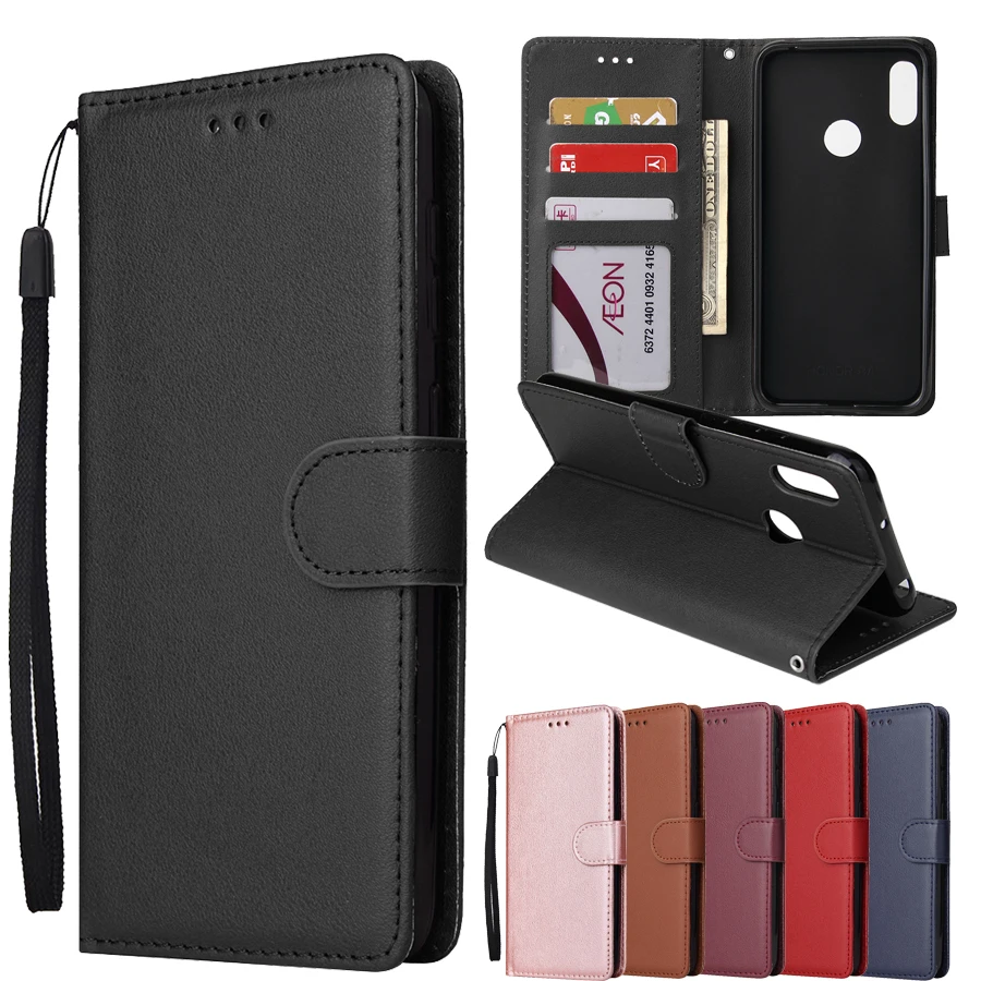 

For Huawei Honor 8C 8X 8A case Classic Solid color Plain Wallet Flip Leather cover For Fundas Honor 8S Cases Huawei Honor 9A 9S