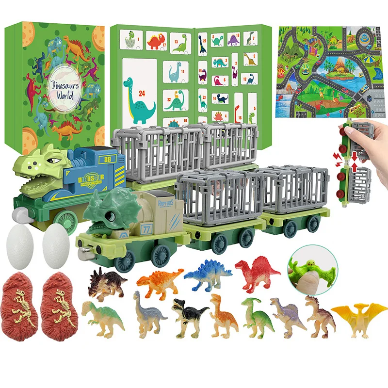 Сюрприз рождественский подарок грузовики-транспортеры динозавров для детей 24