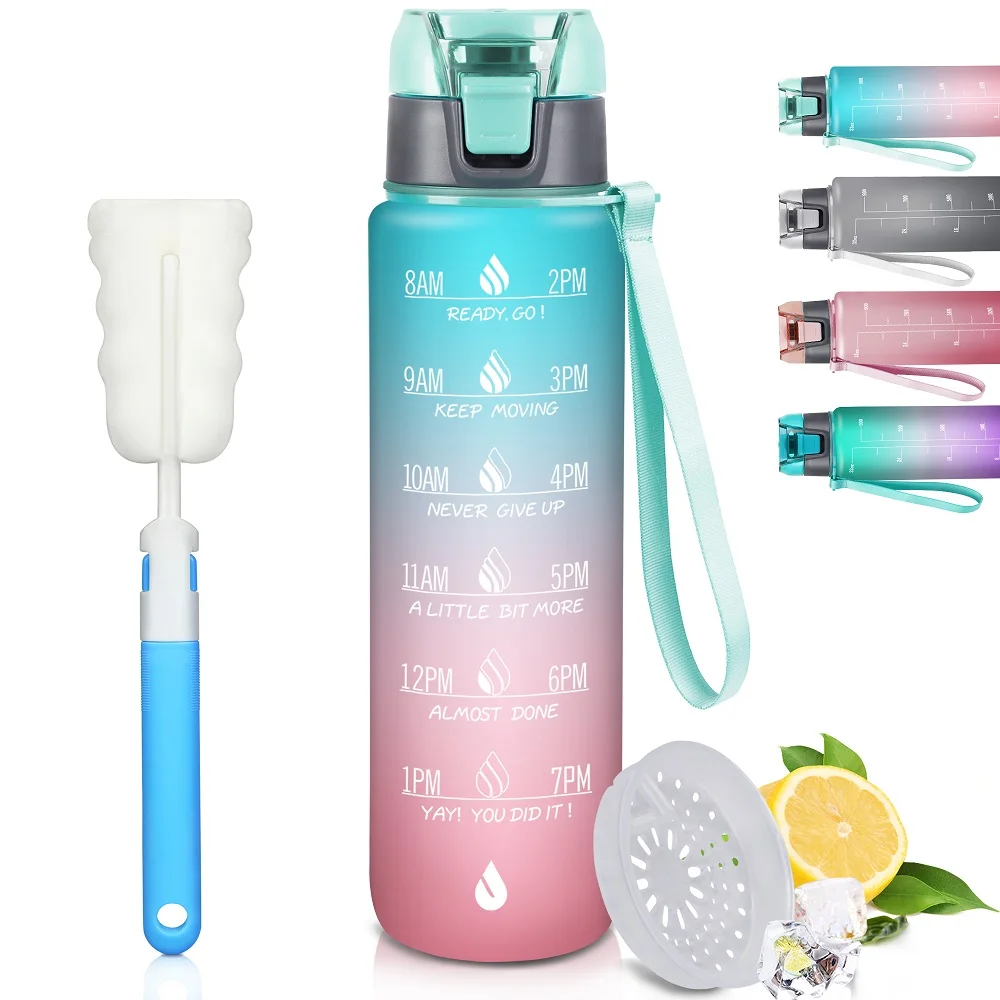 To Drink With Time Marker & Removable Strainer - Bpa Free Tr