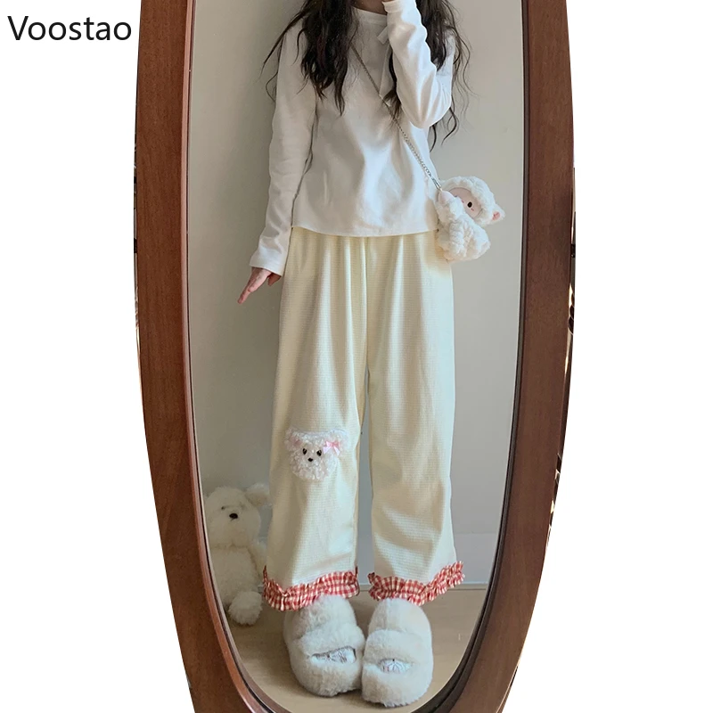 Японские Прямые вельветовые брюки Y2k в стиле &quotЛолита&quot Милые Женские панталоны