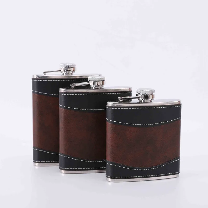 PU Leather Vodka Whisky Bottle Hip Flask Pocket Stainless Steel Wine Pot For Alcohol Portable Whiskey Gift for Men 6/78/ Oz