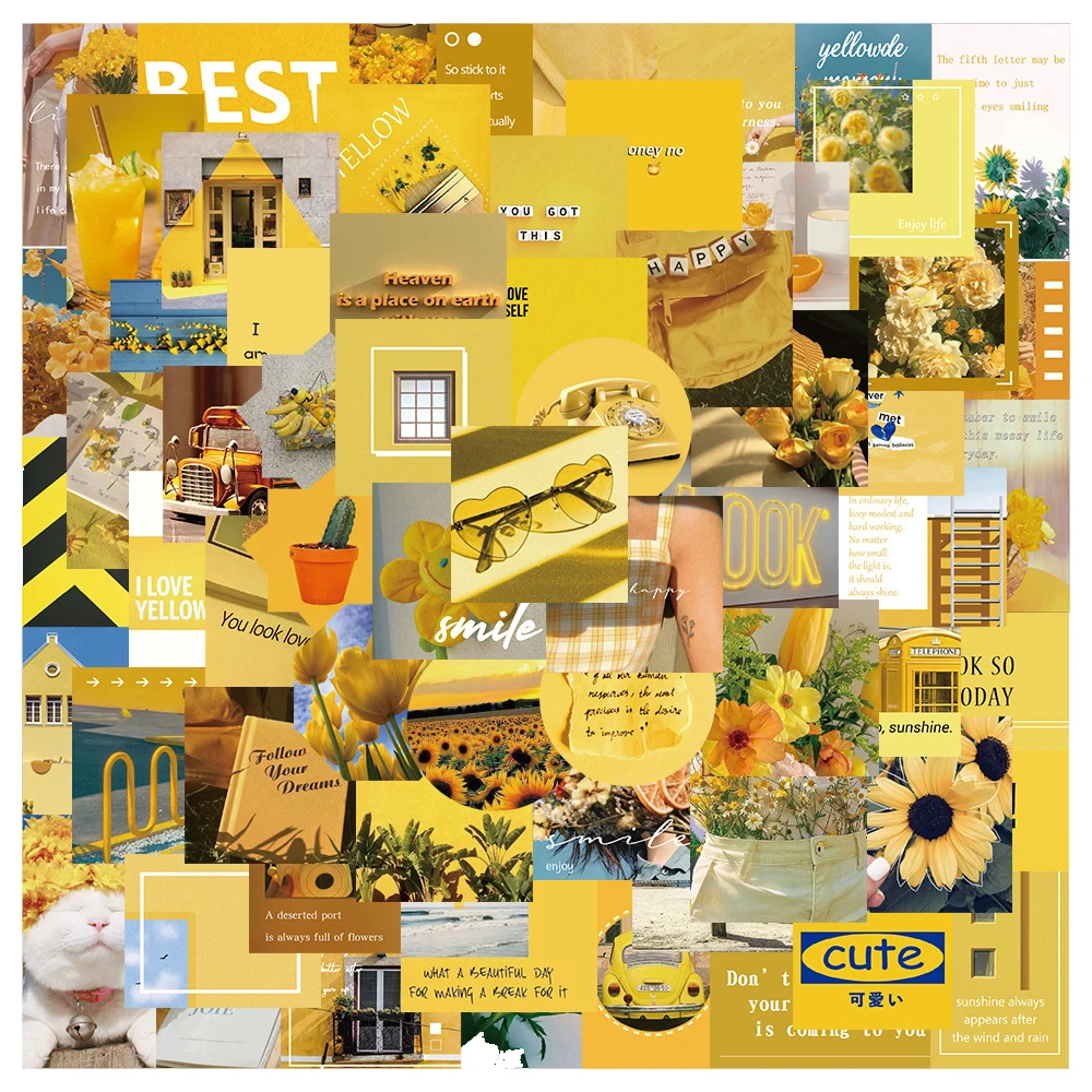 

10/30/50PCS Yellow VSCO Style Landscape Map Creative Graffiti Stickers Bicycle Skateboard Car Helmet Laptop Computer Wholesale