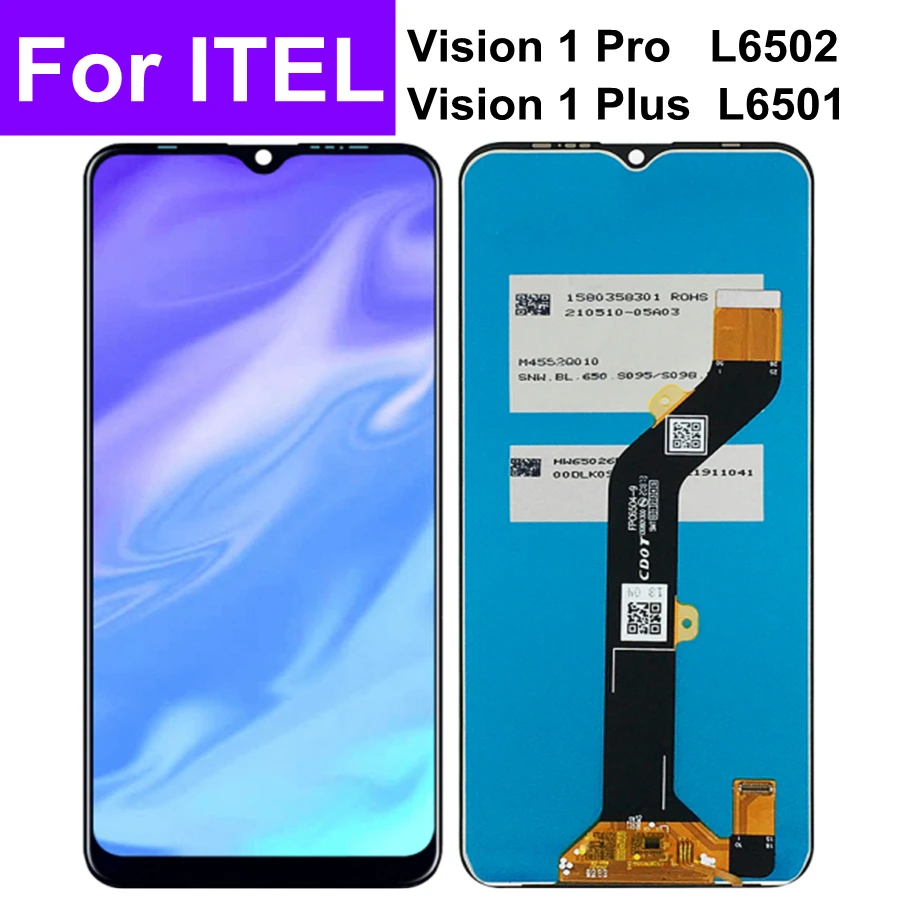 Черный ЖК-дисплей 6,6 дюйма для Itel Vision 1 pro L6502 / Vision 1 Plus L6501