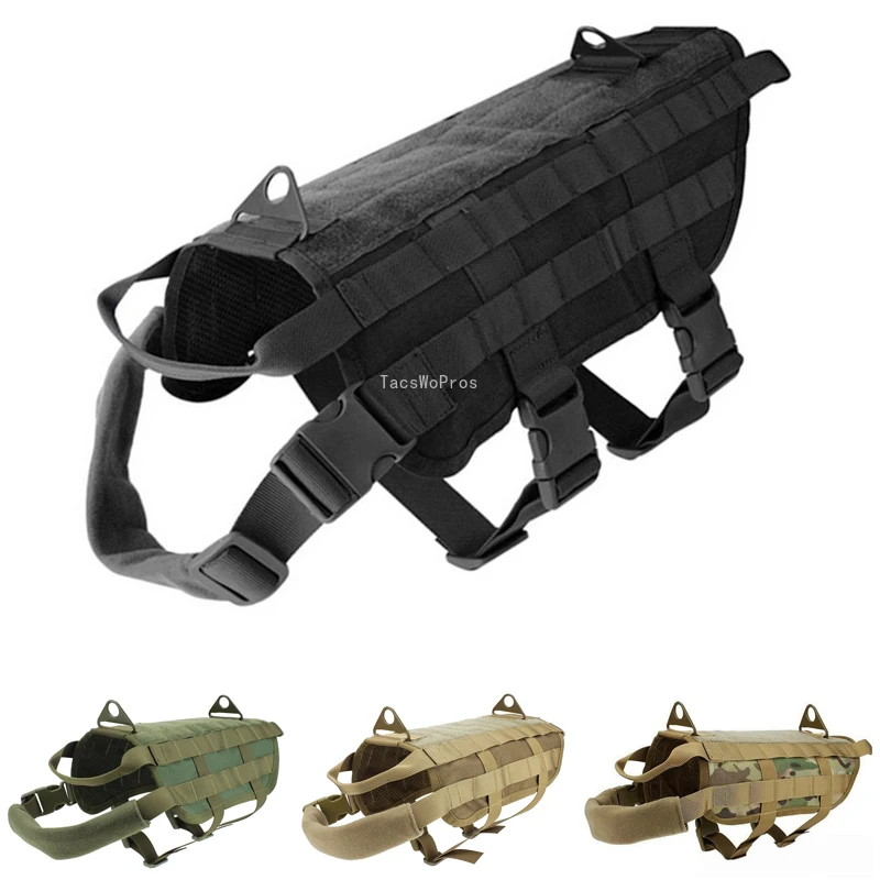 

Tactical Dog Harness Training Walking Pet Dog Molle Vest Adjustable Hunting Combat Dog Vest for Medium Large Dogs