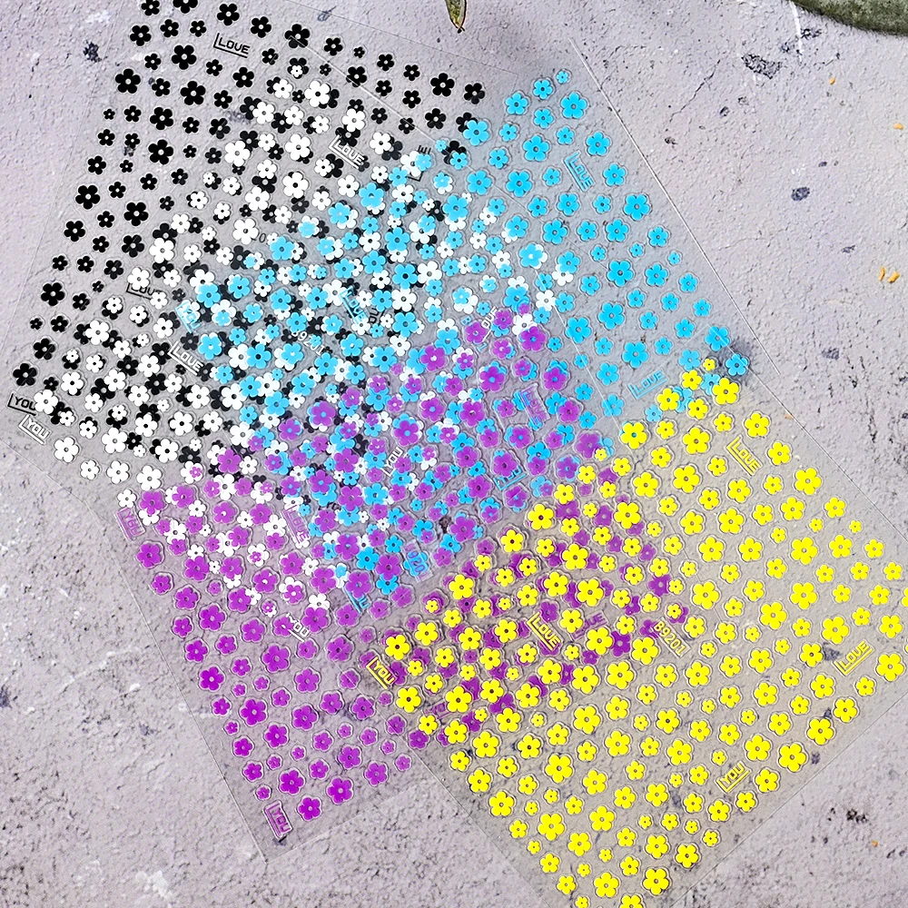 

3D Flower Petal Nail Stickers Spring Summer Black White Floral Decal Press on Nails Tips Beauty Sliders Manicure Decoration