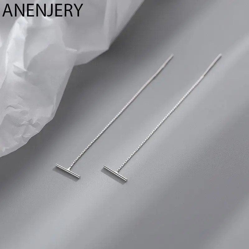 

Женские длинные серьги с кисточками ANENJERY, Серебристые серьги-полоски в футляре, украшение для свадебной вечеринки