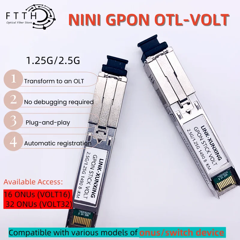 Фото MINI GPON OLT Stick Модуль VOLT SFP1.25G/2,5G Оптический модуль OLTplug-and-play Один модуль Оптический модуль OLT SFP Поддержка 16/32onus №1