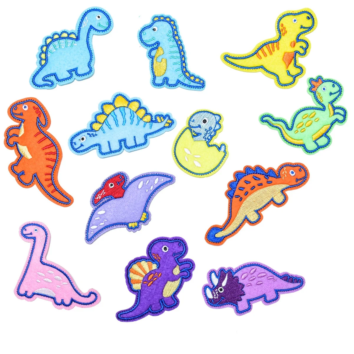 

12pcs Cartoons dinosaur Series Ironing Embroidered Patches For on Clothes Jeans Hat Sticker Sew Patch Applique Badges Decor