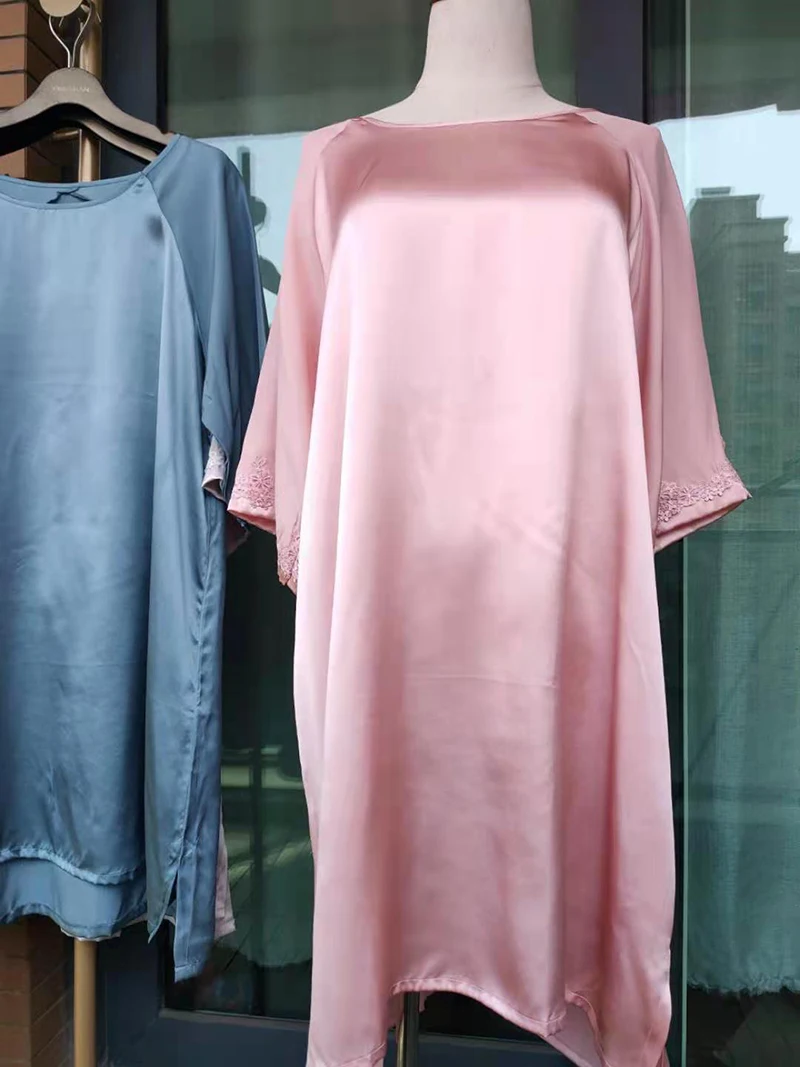 Mulberry Silk Sleeping Dress Round Neck Loose Large Nightdress Dress Dress Home Dress Spring And Summer Women Pajamas