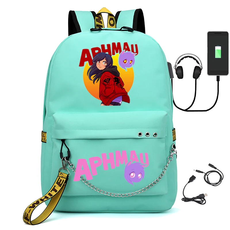 Aphmau men's laptop USB bag canvas shoulder boys and girls backpack with pencil case