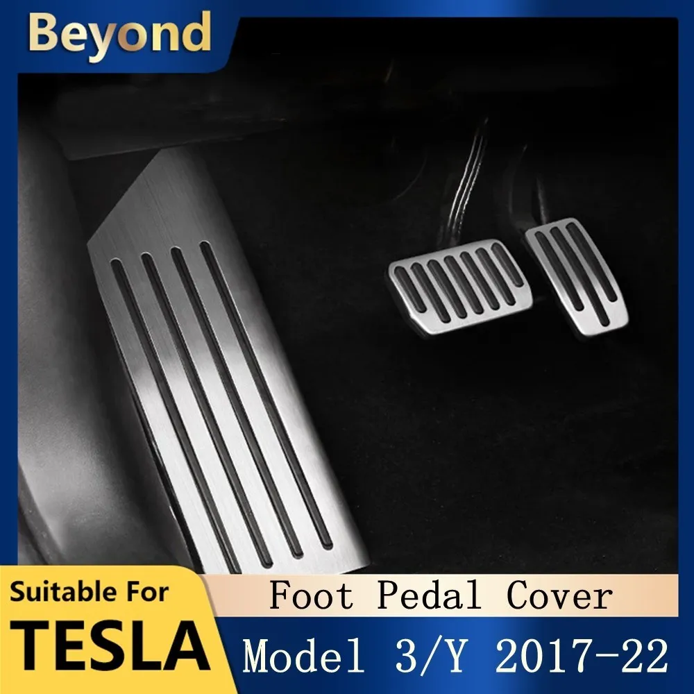 

2022 Car Foot Pedal Pads Covers For Tesla Model 3 Y 2021 Accessories Aluminum Alloy Non Slip Accelerator Brake Rest Pedal