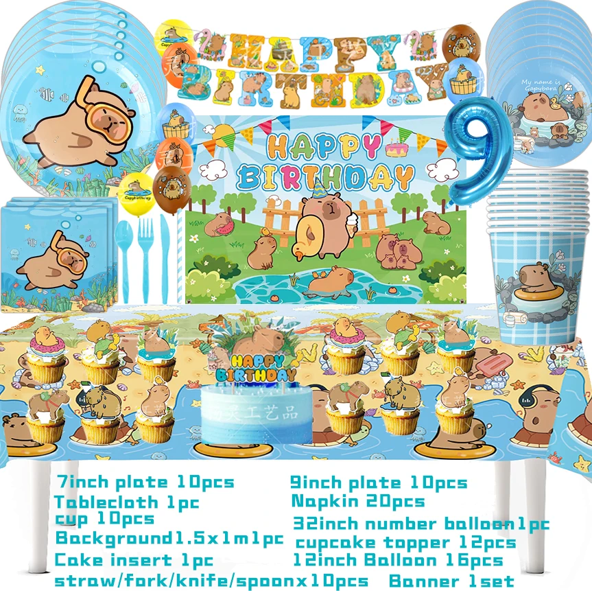 

Мультфильм Капибара детская посуда на день рождения