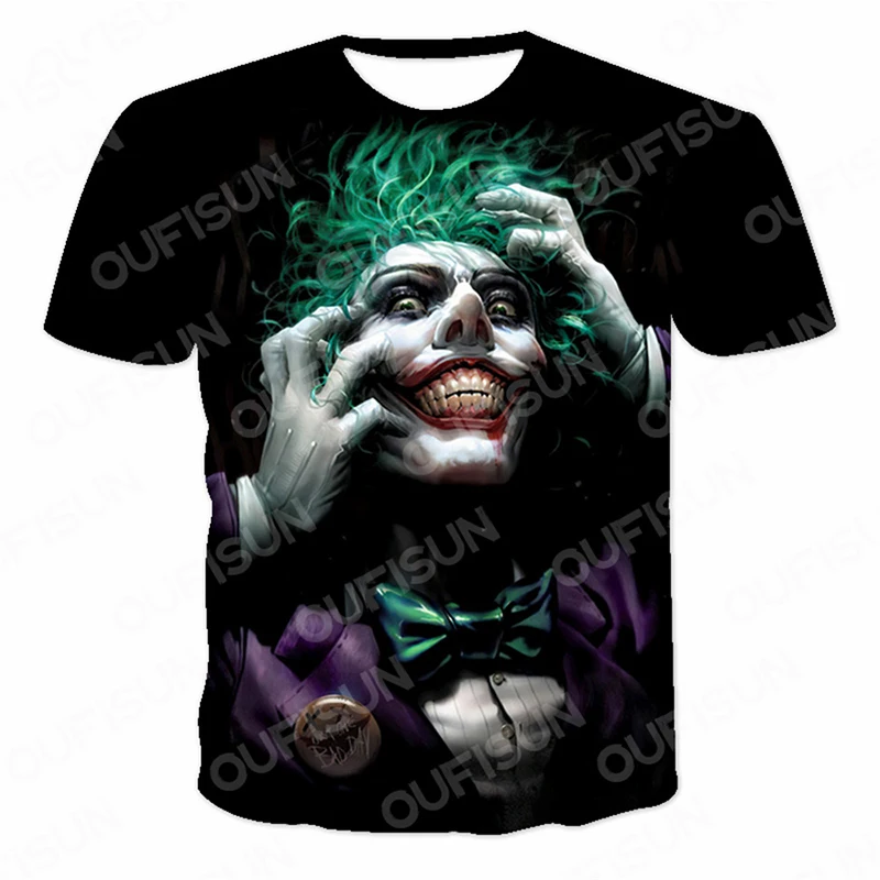 

2022 Summer New Men's Skull T-shirt Gothic Style Black Color Tshirts Harajuku Tops Oversized Clown T-shirts Size XXS-6XL