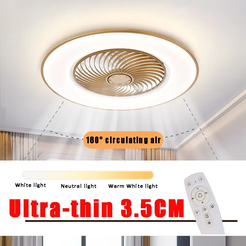 

80W 56CM Ceiling Fan Led Light With Remote Control Lamp Chandelier Fan Light Ultra Thin 3 Colors Dimmable For Home Living Room
