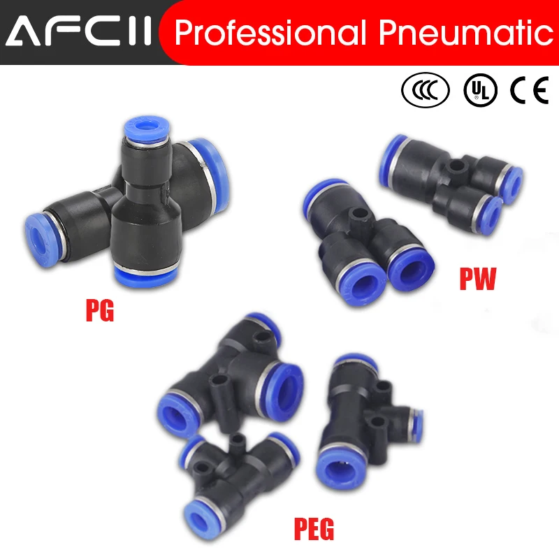 

2PCS PG PEG PW6-4/8-4/8-6/10-6/10-8/12-10 Pneumatic Fitting Reducing Tee Trachea Straight-through Reducing Joint PEG6-4 PG6-4