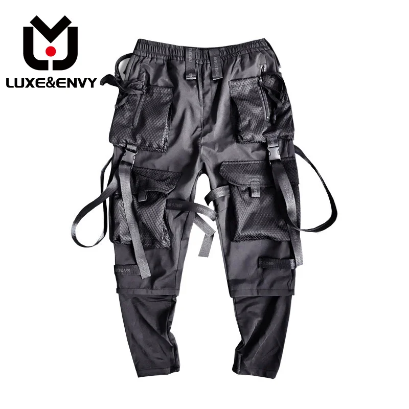

LUXE&ENVY Darkwear Pocket Tactical Pants Men's Chic Autumn Winter High Street Tide Overalls Style Trousers