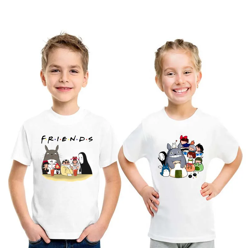 

New Kids T Shirt Anime Spirited Away Totoro Friends Cartoon Print Funny Boys T shirt Summer Baby Girls Clothes Children Tops