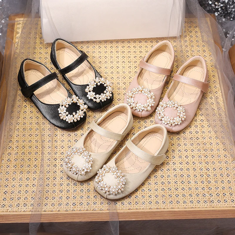 

New Children Single Shoes Baby Fashion Soft Bottom Pearl Leather Shoes Girls Princess Performance Moccasins Kids Shoes 03