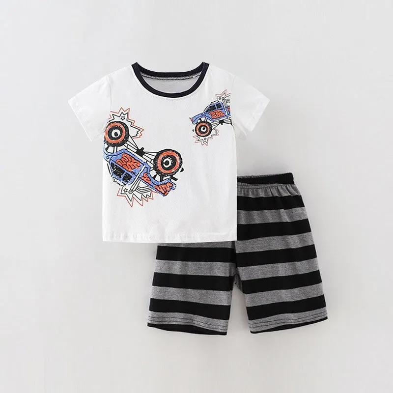

2-8T Toddler Kid Baby Boys Clothes set Cotton Summer Sleepwear Homewear Cute Sweet Short Sleeve Top Shorts set Infant Clothing