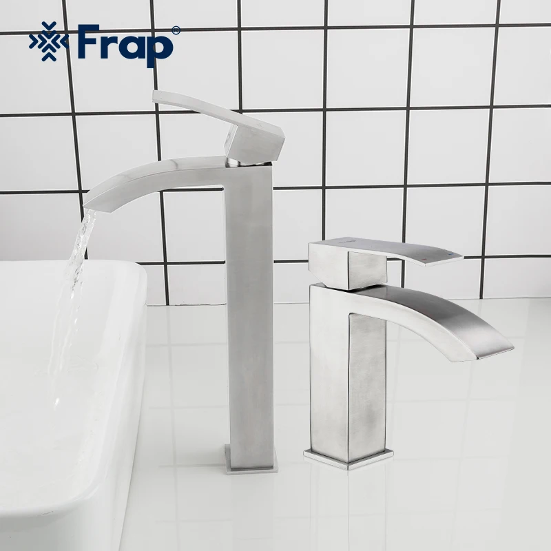 

Frap Brushed Basin Faucet Bathroom Faucet Stainless Steel Basin Faucet Washbasin Sink Tap High/Short Cold Hot Mixer Torneira