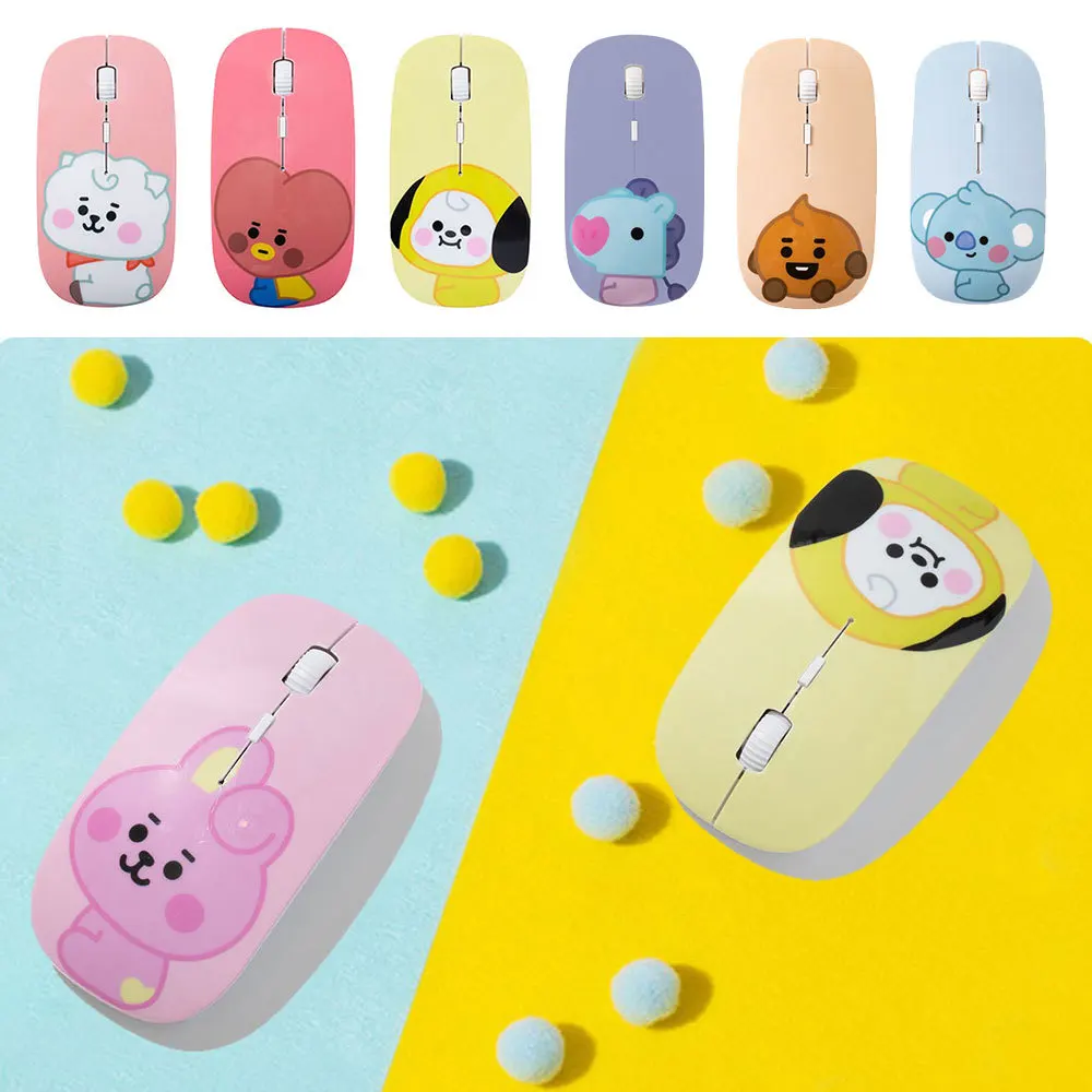 

Новинка Kawaii BT21 детская серия аниме милая мультяшная беспроводная мышь для Дома Офиса Бесшумная мышь игрушка подарок на день рождения