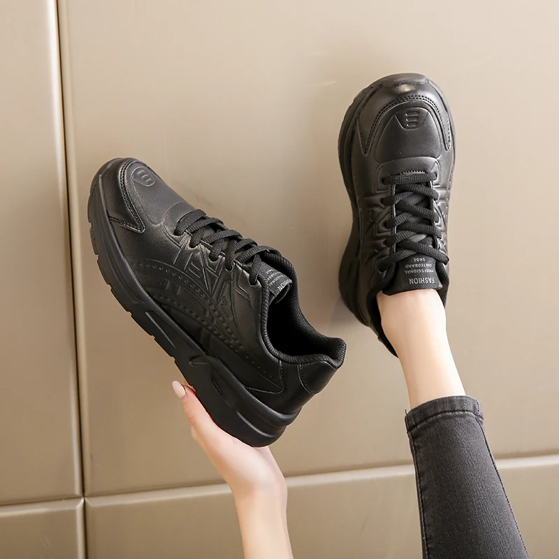 Women Sneakers Big Size 41 Casual Breathable 2022 New High Quality Leather Beige White Female Platform Vulcanized Women Shoes