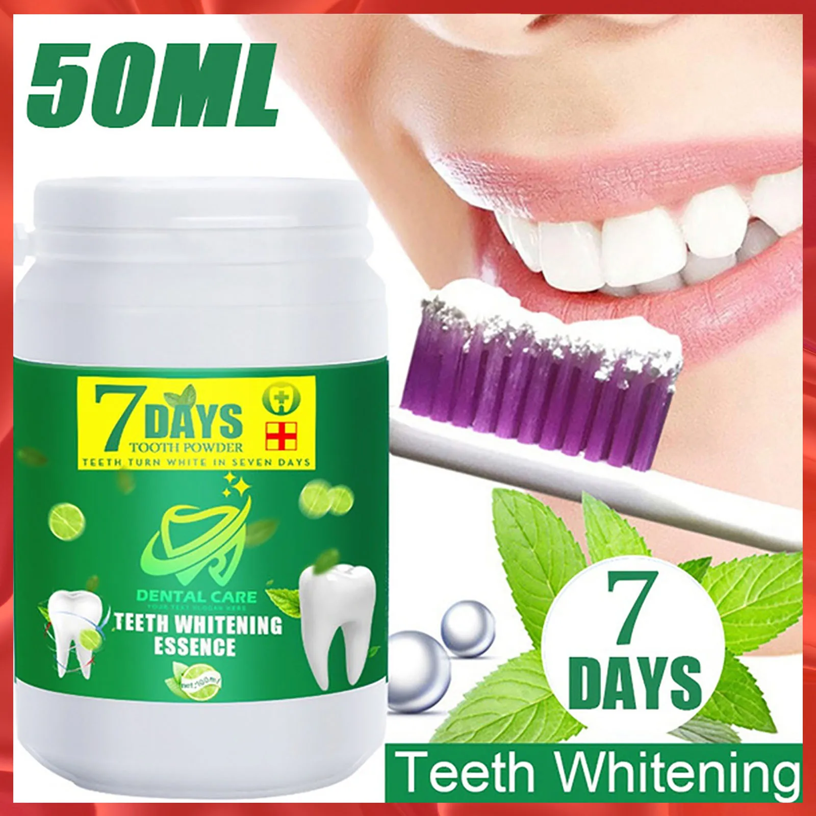 Teeth Whitening Powder 7 Days Natural Mouth Cleaning Oral Teeth Care Whitening Dental Bleaching Removes Plaque Stains Tooth Care