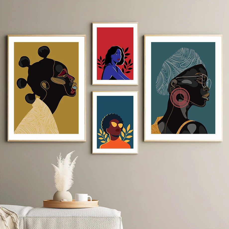 Африканский традиционный наряд Черная девочка Художественная картина на холсте Постеры и печати Nordic Декоративные изображения для гостиной