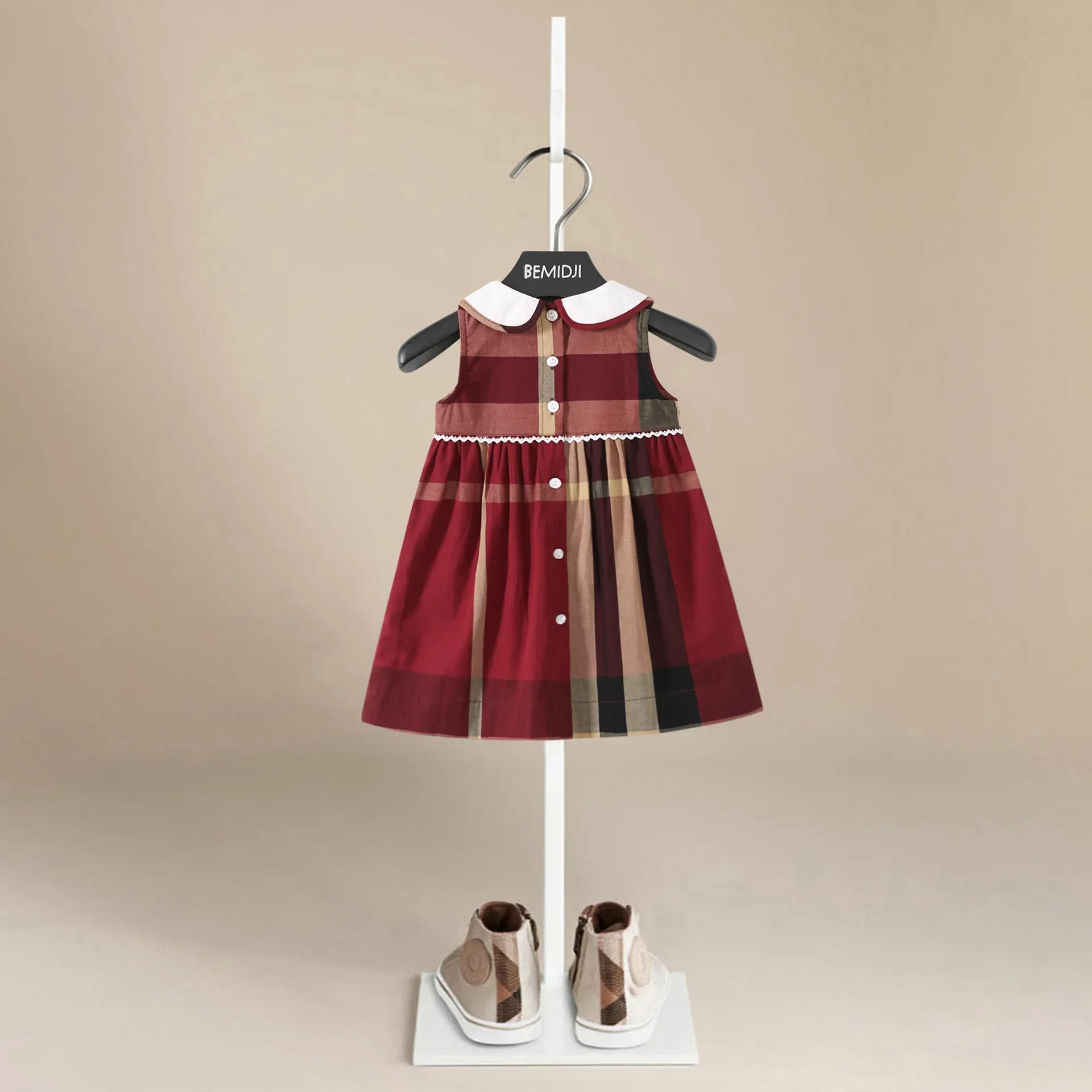 Летние дышащие полосатые клетчатые детские платья-жилет для девочек юбка