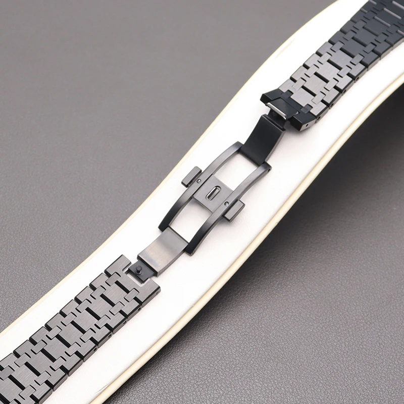 41mm Black Case Watchband Men's Watch Strap Parts For Seiko nh36 nh35 Movement 31.8mm Dial Sapphire Crystal Glass Waterproof Mod