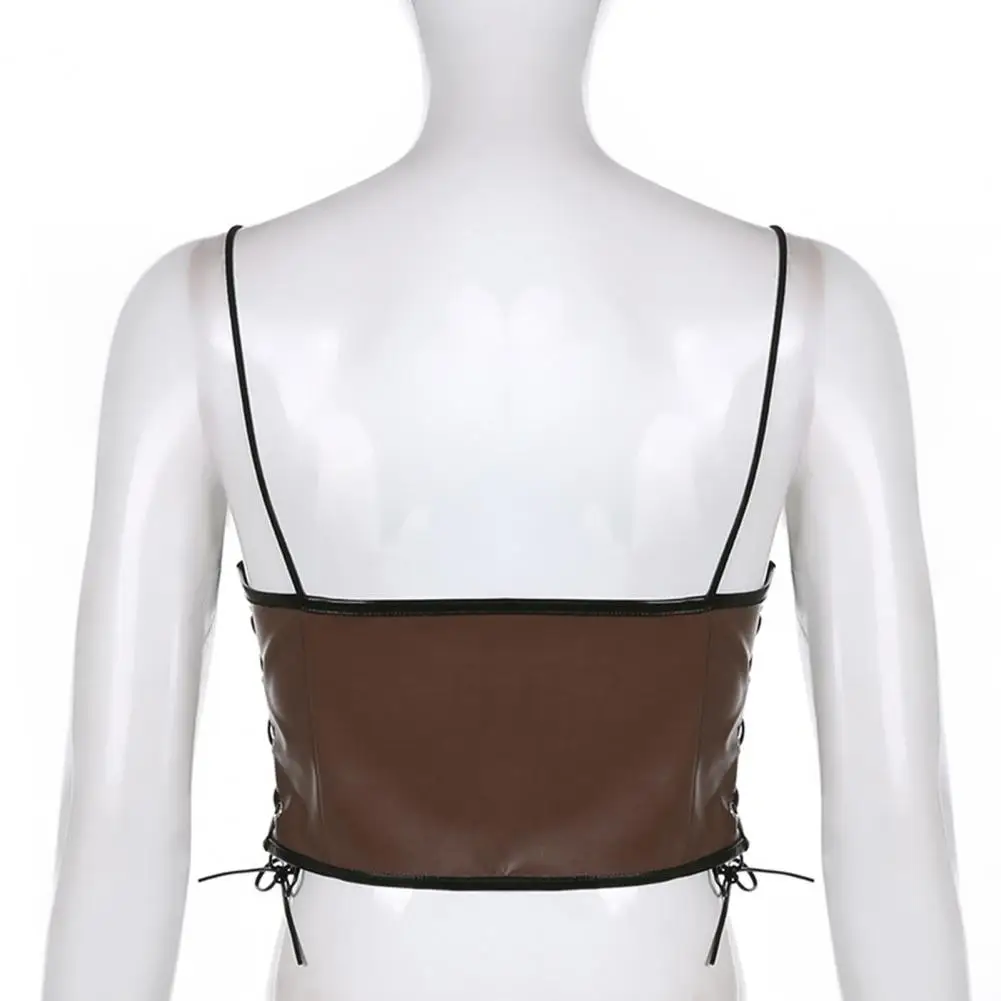 

Lady Crop Top Cool Women Crop Top Backless Stretchy Contrast Colors