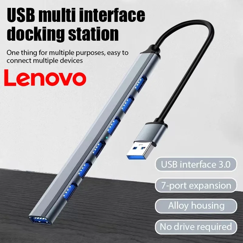 Lenovo 7-портовый USB 3.0-концентратор типа C высокоскоростной адаптер OTG док-станция