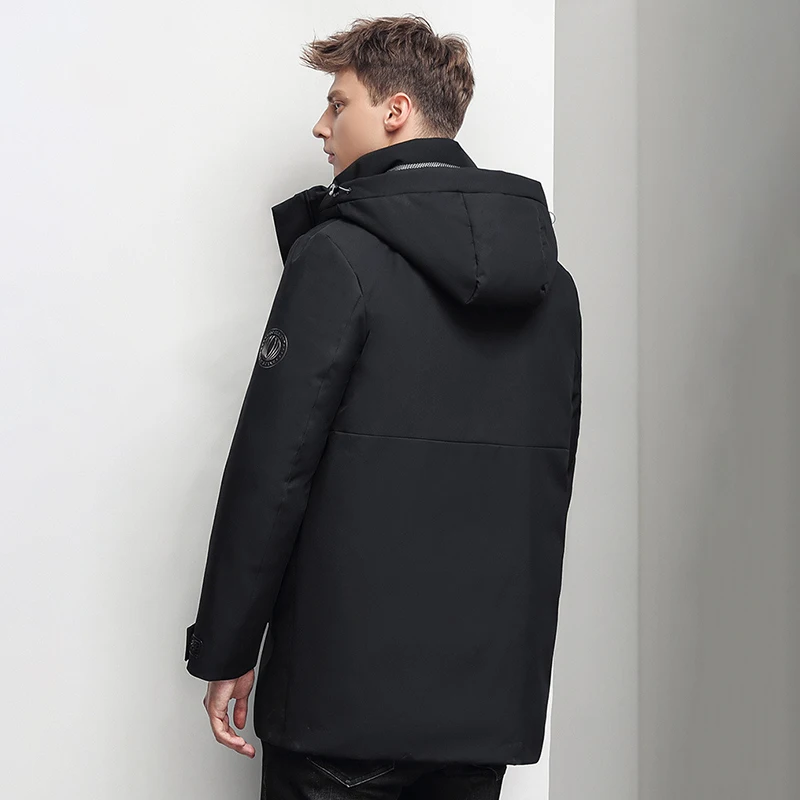 High Quality 90% White Goose Down Down Jacket Medium and Long Removable Cap Thickened and Warm Outdoor Down Jacket for Men