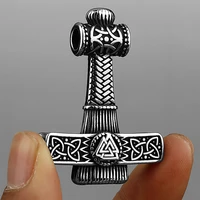 316l stainless steel viking thor hammer pendant men norse celtic necklace vintage viking valknut necklace chain amulet jewelry