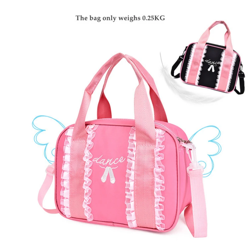 Pink Child Ballet Lace Bags Womens Ballet Sports Yoga Dance Gymnastic Bag For Girls Handbag Crossbody Cavans Large Capacity Bag