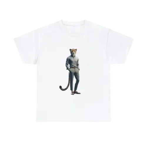 Стиль унисекс: величественный Гепард в деловом стиле Повседневная футболка с