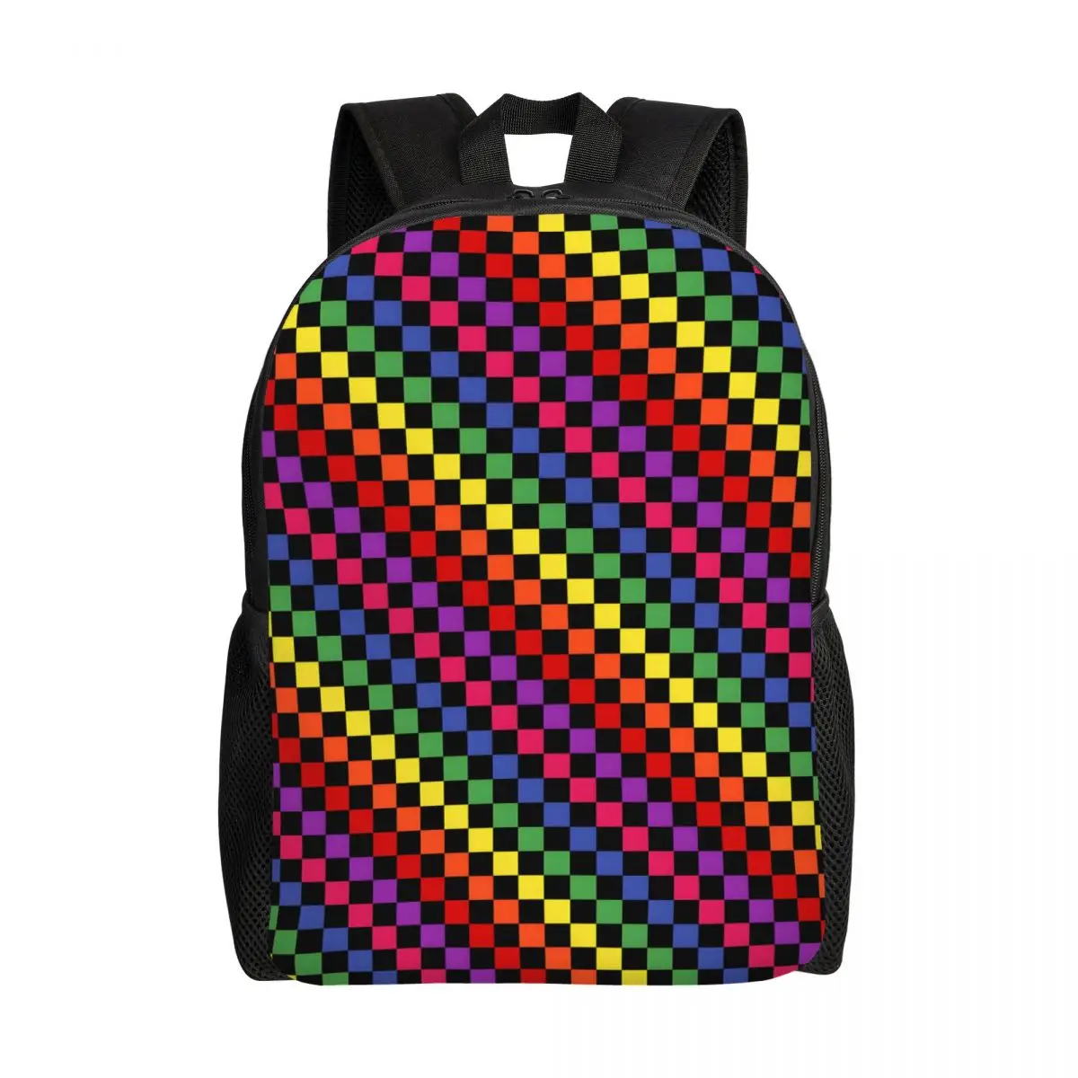 Рюкзак с радужными квадратами для мужчин и женщин Радужный дорожный ранец узором