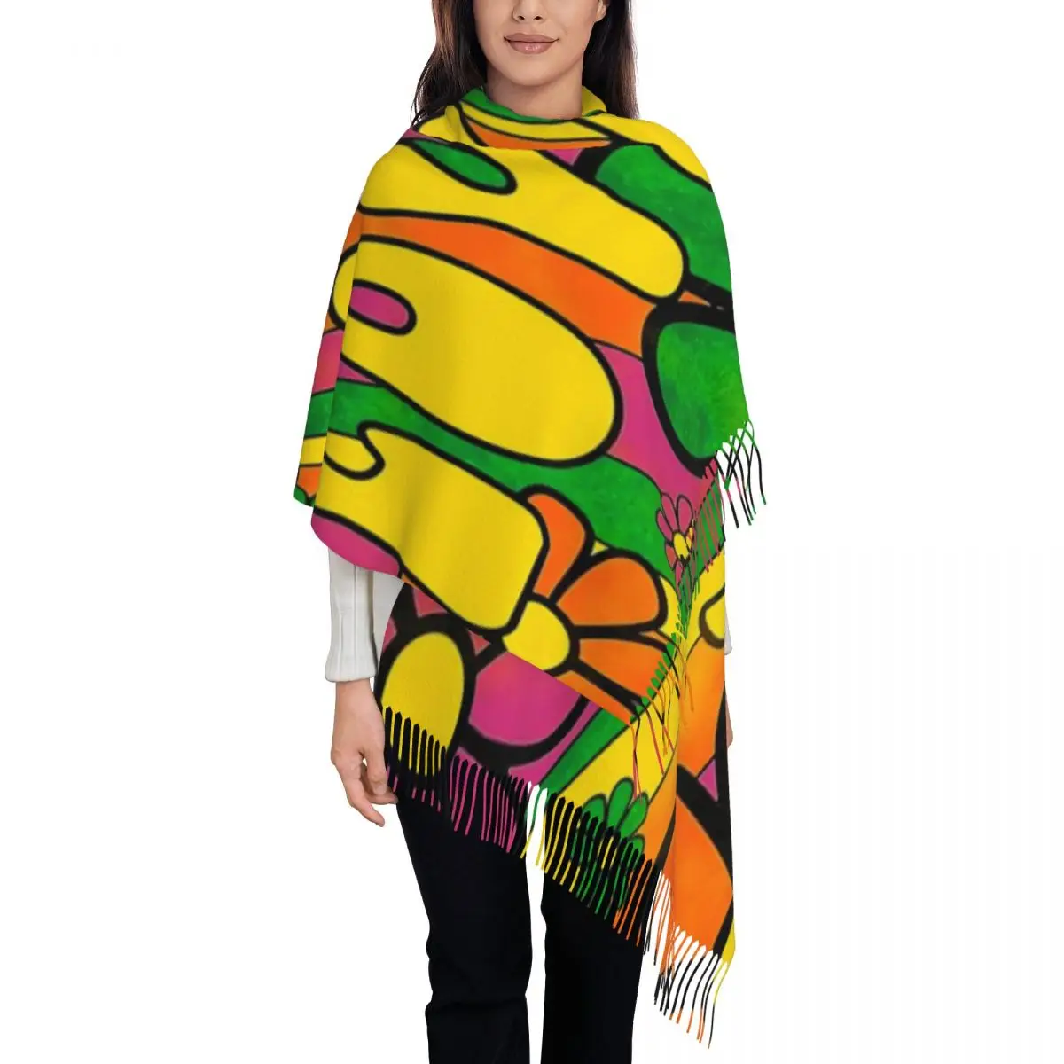 All You Need Is Love Графика 72x197см Шаль Шарф с кисточками