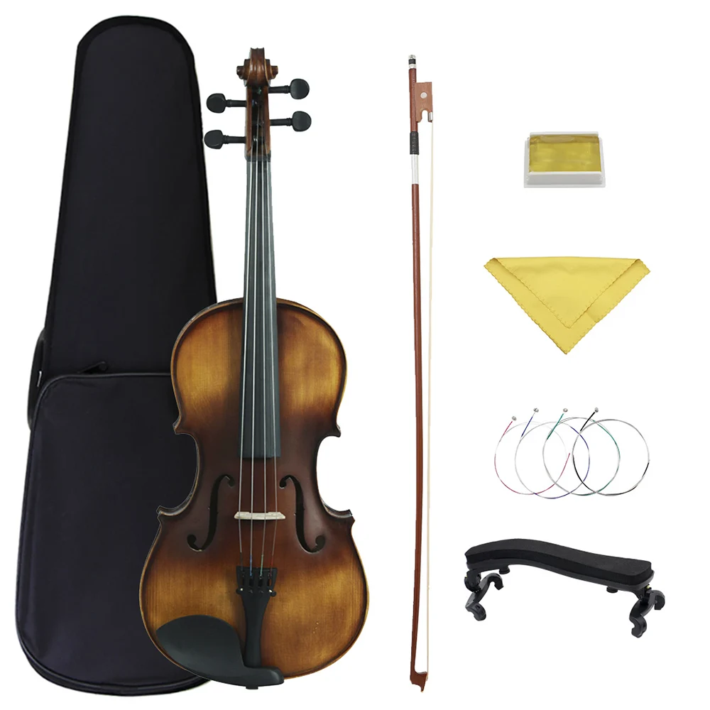 Viola 16 Inch Retro Matte Solid Wood Viola Professional Performance Case Bow Shoulder Rest Cloth Music Instrument Accessories