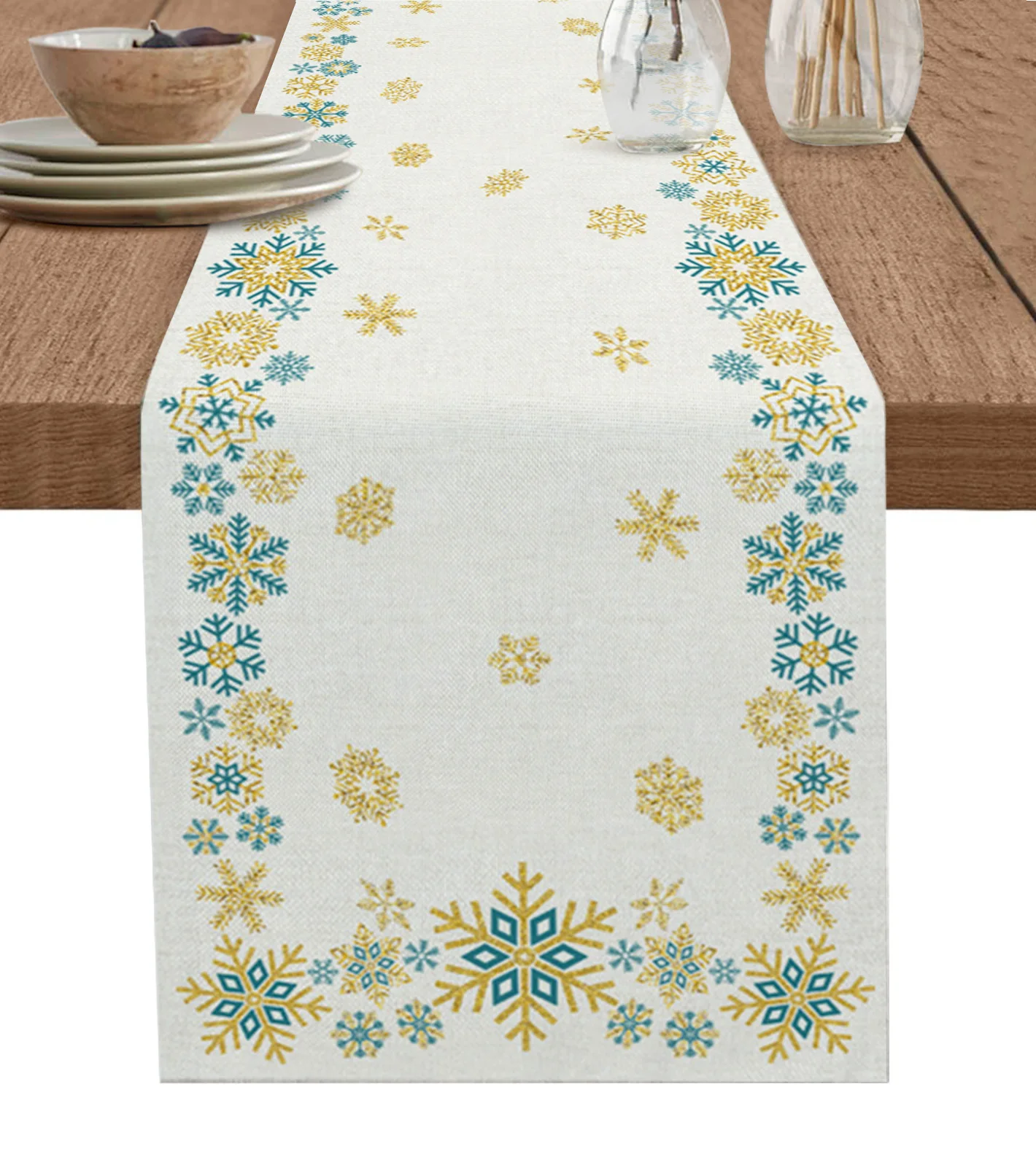

Home Decor Table Runner Wedding Decoration Tablecloth Kitchen Table RunnersChristmas Winter Snowflakes