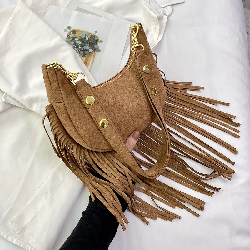 

New Tassel Hobo Shoulder Bags Fringed Handbags Crossbody Bags for Women Vintage Leather Womens Fringe Purses and Handbags