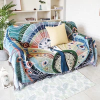 nordic blankets sofa cover butterfly peacock bedroom bed cover cloth sofa mat towel cushion striped dustproof rug cobertor